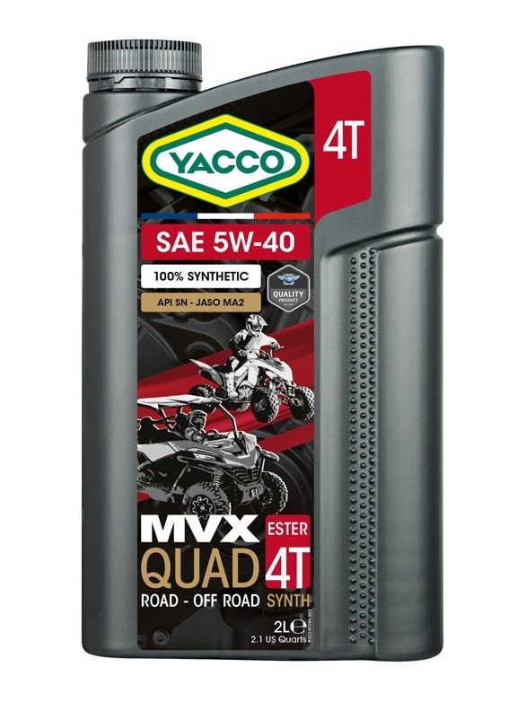 Yacco MVX Quad 4T SAE 5W-40 100% synthetic Ester, API SN, JASO MA2 (road - off road), 2 л