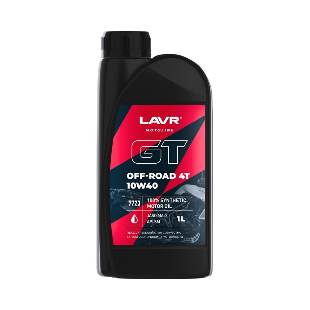 LAVR Motoline GT Off-Road 4T 10W40 100% Synthetic, арт. 7723, JASO MA-2, API SM, 1 л