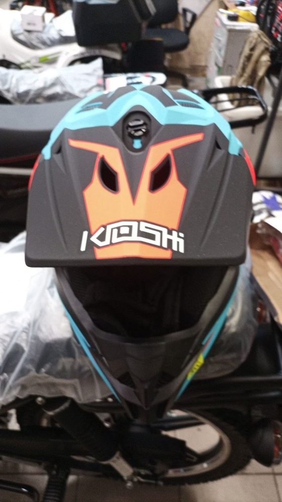 KIOSHI Holeshot 801 кроссовый, матовый чёрный/бирюзовый/оранжевый